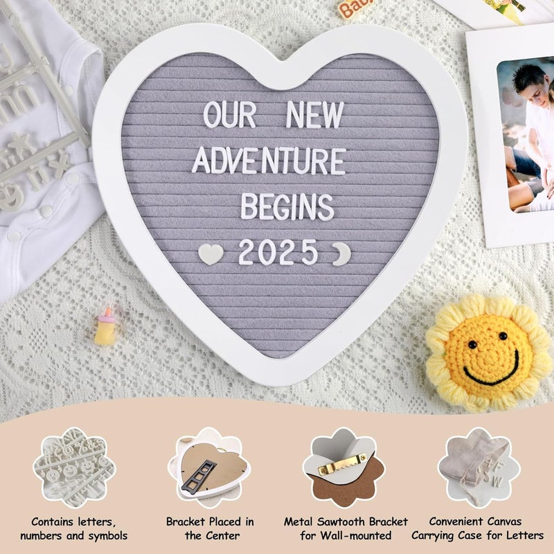 ELESTONE Pregnancy Baby Announcement Set, 16Pcs Pregnancy Baby Announcement Sign Onesie Reveal Ideas for Grandparents Husband Family, Felt Letter Board for Gender Reveal Shower (Pregnancy Announcement) - Image 4